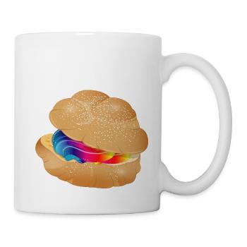Illustration of a colourfully filled cream puff - Mug - white - Right