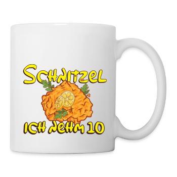 Schnitzel Ich nehm 10 Fanshirt - Tasse - Weiß - Rechts