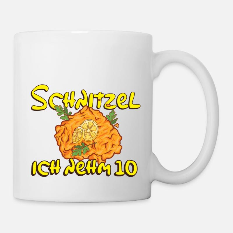 Schnitzel Ich nehm 10 Fanshirt - Tasse - Weiß