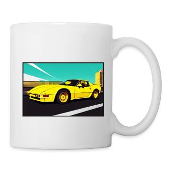 Sports car 80s yellow - Mug - white - Right