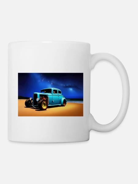 Hot Rod in der Nacht - Tasse - Weiß