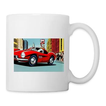 Voiture de sport rétro rouge années 1960 - Mug blanc - blanc - Droite