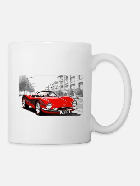 Retro sports car red - Mug - white