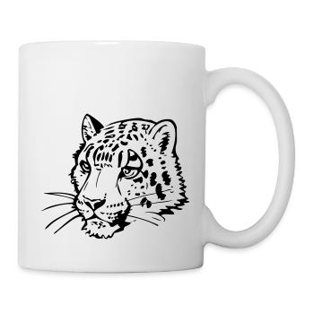Schneeleopard im Comic Stiel - Tasse - Weiß - Rechts