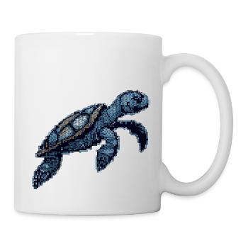 Retro 8 Bit Sea Turtle Swimming - Mug - white - Right