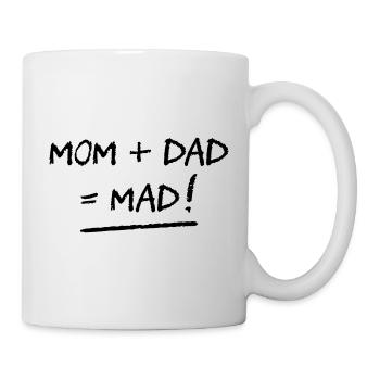 MAMA + PAPA = WÜTEND! (Familie, Papa, Mama) (Biegen) - Tasse - Weiß - Rechts