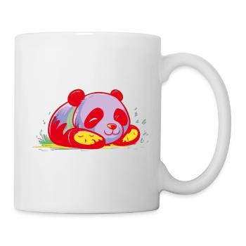 Schlafender bunter Panda Bär - Tasse - Weiß - Rechts
