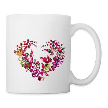 Hungarian Flowers, Heart, Ornaments, Flower Heart, Fruit - Mug - white - Right