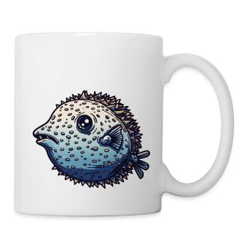 Der Kugelfisch ist ein verspieltes Meerestier - Tasse - Weiß - Rechts