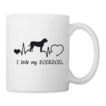 Boerboel mit Herzschlag - Tasse - Weiß - Rechts