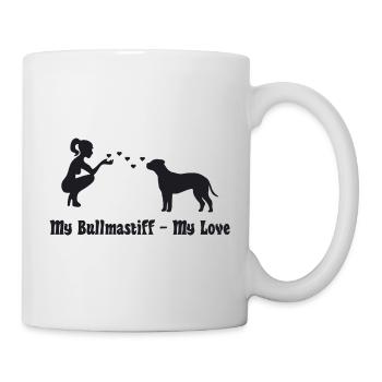 Bullmastiff mit Frau - Tasse - Weiß - Rechts