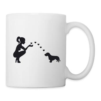 Rauhaardackel mit Frau - Tasse - Weiß - Rechts