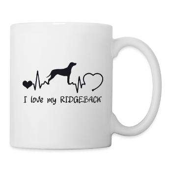 Rhodesian Ridgeback mit Herzschlag - Tasse - Weiß - Rechts