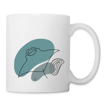 "Manta", Boho Line Art Design, Series "Ocean" - Mug - white - Right
