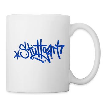 Stuttgart - Tag Grafitti Schriftzug BLAU - Tasse - Weiß - Rechts