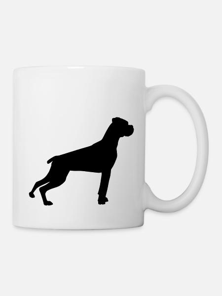 boxer schattenriss 1 - Tasse - Weiß