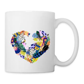Flower Heart, Flowers, Feathers, Feather Heart - Mug - white - Right