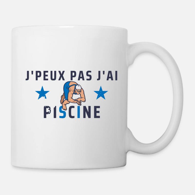 j peux pas j ai piscine - Mug blanc - blanc