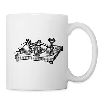 Vintage Morsecode Gerät, Retro Kommunikation - Tasse - Weiß - Rechts