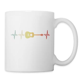 akustische Gitarre Herzschlag Puls bunt - Tasse - Weiß - Rechts
