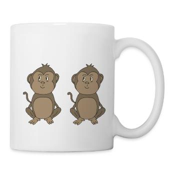 affe lustig im doppelpack - Tasse - Weiß - Rechts