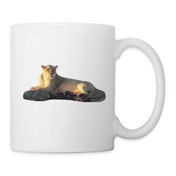 Lioness on rocks - Big cat - Cat - Lion - Mug - white - Right
