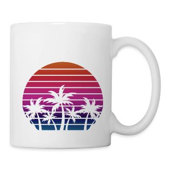 vintage sunset Palmen lila-blau - Tasse - Weiß - Rechts