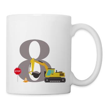 Bagger zum 8-jährigen Jubiläum - Tasse - Weiß - Rechts