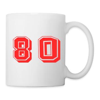 80. 80 JAHRE. 80-JÄHRIGES JUBILÄUM. 80. GEBURTSTAG. - Tasse - Weiß - Rechts