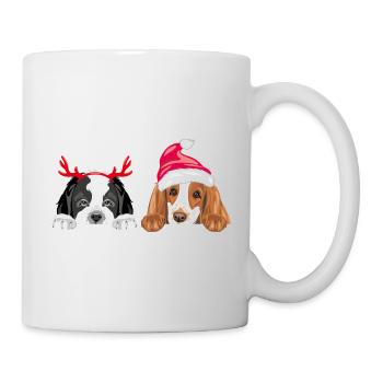 Two peeking dogs in accessories for Christmas - Mug - white - Right