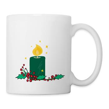Bougie de Noël et baie de houx - Mug blanc - blanc - Droite