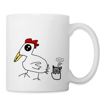 Katze Huhn - Tasse - Weiß - Rechts