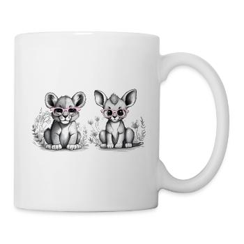 lion cub with pink glasses - Mug - white - Right
