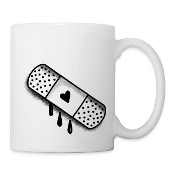 Klebepflaster mit Liebesherz - Tasse - Weiß - Rechts