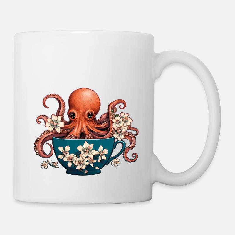 Lustiger Oktopus - Tasse - Weiß