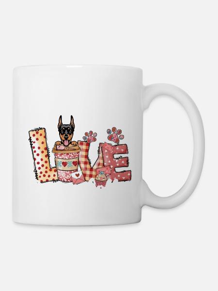 Dobermann Hund Kaffee Liebhaber Valentinstag - Tasse - Weiß