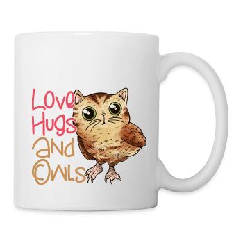 Love, Hugs And Owls Night Owl Nocturnal Bird - Tasse - Weiß - Rechts