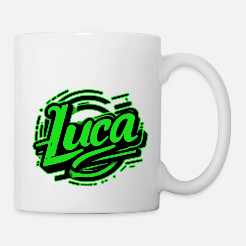 Luca Name Graffiti grün - Tasse - Weiß