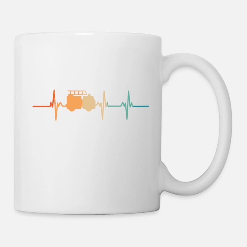 Battement de cœur camion de pompier - Mug blanc - blanc
