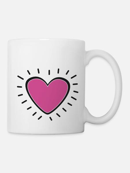 Das scheinende Herz voller Lebensfreude in pink - Tasse - Weiß
