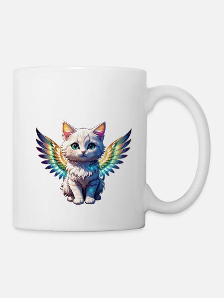 Katze mit Flügeln - Tasse - Weiß