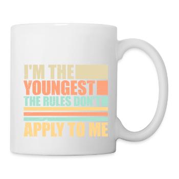 Je suis le plus jeune Les règles ne s’appliquent pas à moi Blague - Mug blanc - blanc - Droite