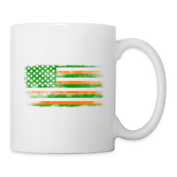Drapeau de la Saint-Patrick irlandais américain lavé - Mug blanc - blanc - Droite