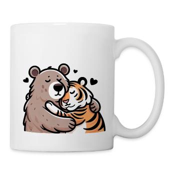 Cuddling Bear And Tiger In Love - Tasse - Weiß - Rechts