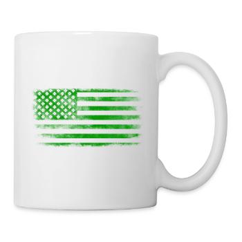Drapeau de la Saint-Patrick irlandais américain lavé - Mug blanc - blanc - Droite