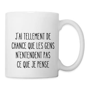 tellement de chance que les gens n'entendent pas - Mug blanc - blanc - Droite