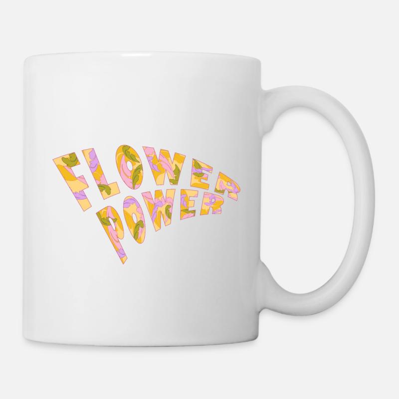 Flower Power Vintage Rétro Floral - Mug blanc - blanc
