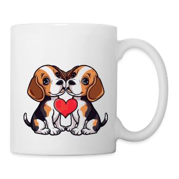 Beagle Chiens Couple Amour Couple Amoureux - Mug blanc - blanc - Droite