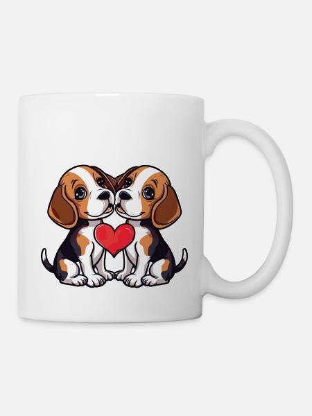 Beagle Chiens Couple Amour Couple Amoureux - Mug blanc - blanc