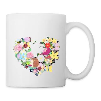 Flower Heart, Hedgehog, Bees, Nature, Flowers - Mug - white - Right